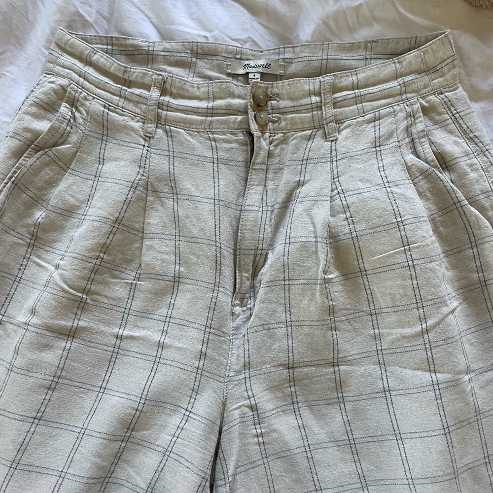 Madewell Pleated Taper Wide-Leg Pant in Windowpane